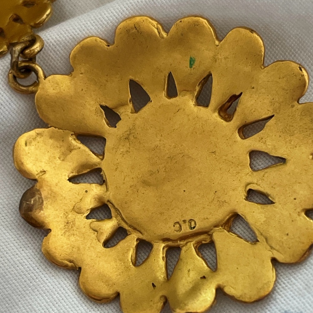 *Gold Tone* Floral Drop Earrings - Picture 7 of 11